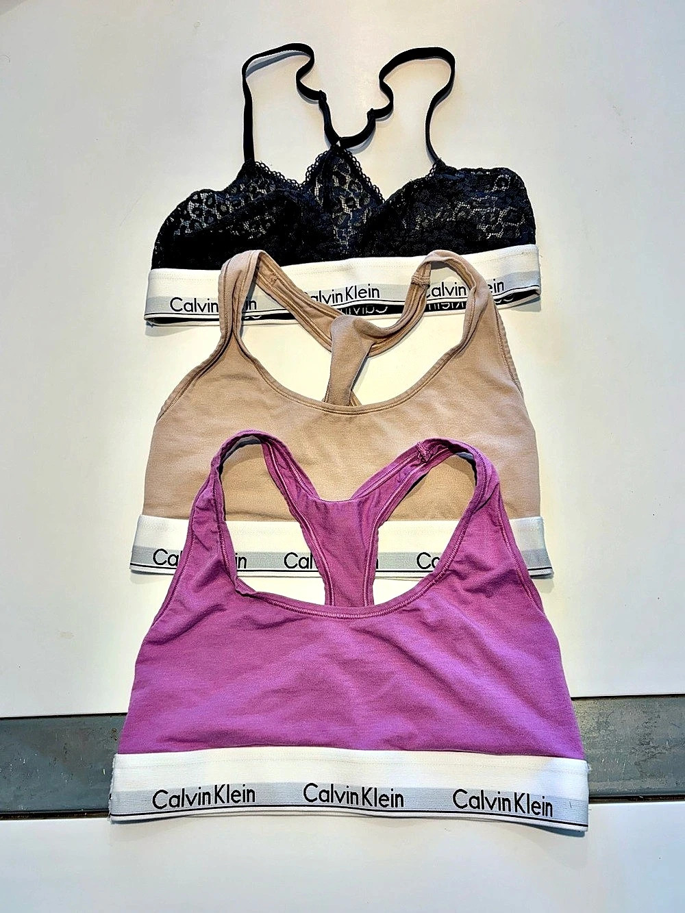 Calvin Klein Modern Cotton Bralette 3-Pack Black Leopard  & Pink & Orchid Purple